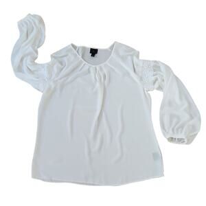 Worthington women's large lightweight long sleeve blouse lace accents